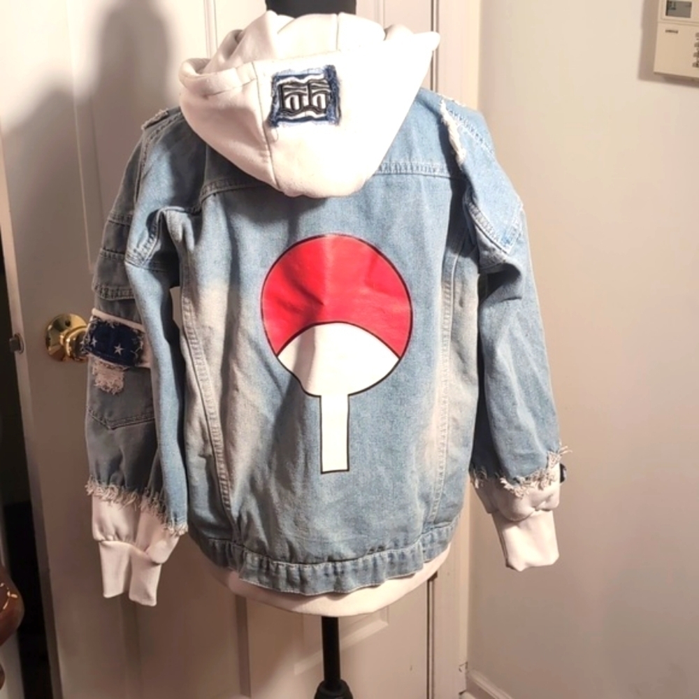 Naruto Kakashi Hatake Denim Jacket Hoodie Unisex M - Picture 12 of 14